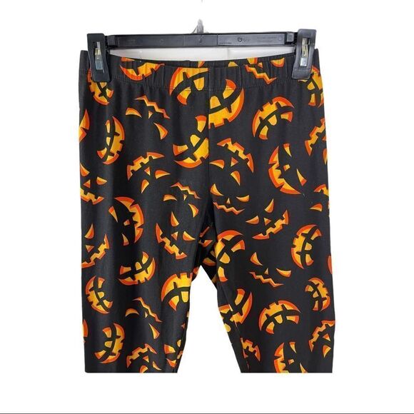 No Boundaries Halloween Pumpkin Jack-o’-lantern Size Small Leggings Stretch EUC - Picture 3 of 7